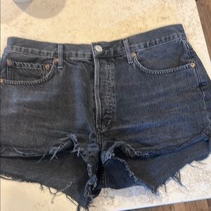 Agolde Black Jean Shorts High-Waisted Distressed
